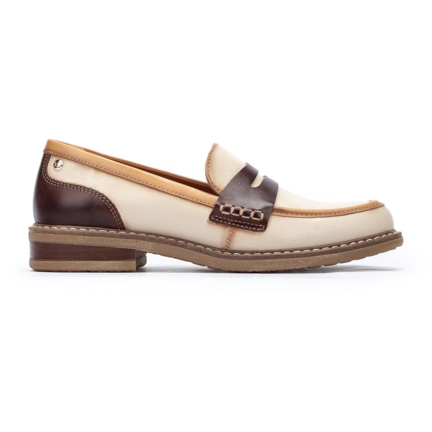 Women\'s Pikolinos ALDAYA Loafers Cream / Brown | NZ S5Q1209